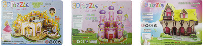 

Akshat PINK CASTLE, FASHION SHOP & CABIN IN THE WOODS ARE THE SET OF 3 PUZZLES(Multicolor)