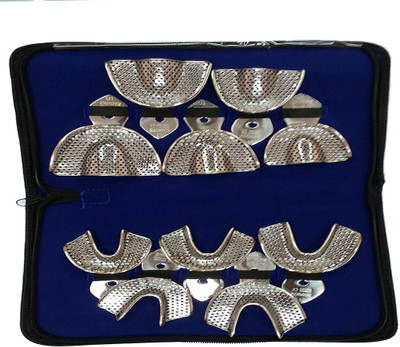 

SS White Impression Trays Set Perforated With Rim Lock -10 Pcs- Medical Equipment Combo