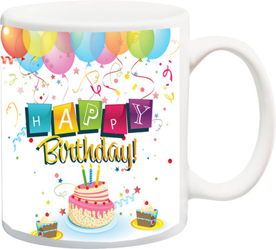 

ME&YOU Gift for Father Mother Husband Wife Brother Sister Uncle Ant Friends On Birthday; Happy Birthday (IZ17PKMU-203) Printed Ceramic Mug(325 ml), White