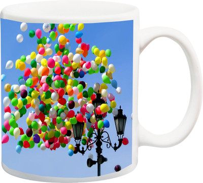 

ME&YOU Gift for Father Mother Husband Wife Brother Sister Uncle Ant Friends On Birthday; With Balloon (IZ17PKMU-201) Printed Ceramic Mug(325 ml), White