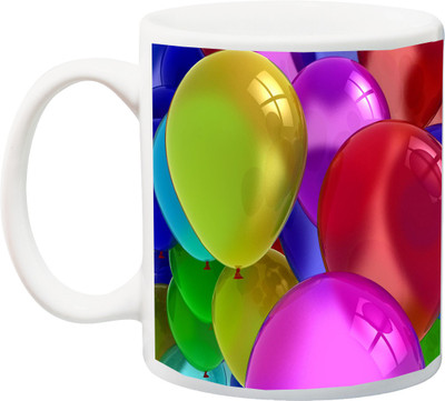 

ME&YOU Gift for Father Mother Husband Wife Brother Sister Uncle Ant Friends On Birthday; With Balloon (IZ17PKMU-200) Printed Ceramic Mug(325 ml), White