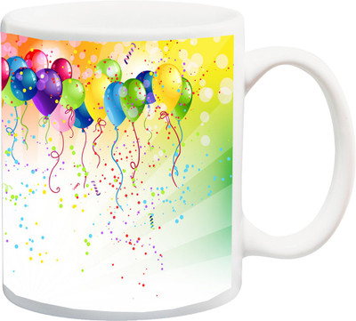 

ME&YOU Gift for Father Mother Husband Wife Brother Sister Uncle Ant Friends On Birthday; With Balloon (IZ17PKMU-199) Printed Ceramic Mug(325 ml), White