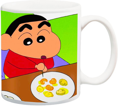 

Stylotrendz Convince your child to eat food and drink milk by showing shinchan Ceramic Mug(325 ml), White