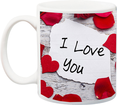 Stylotrendz I Love You beautiful Roses Theme Print Ceramic Mug(325 ml), White