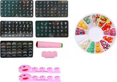 

Royalkart Nail Art Stamping Kit With 5 Image Plate, 3d NAil art & FInger seperator(Multicolor)