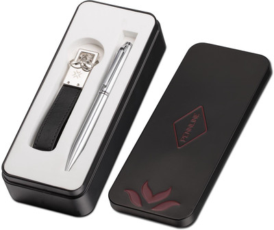 

Pennline Atlas Brushed Chrome Ballpoint Pen with Keyring Gift combo Pen Gift Set(Pack of 2)