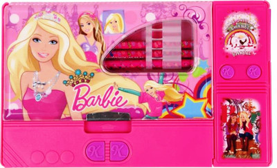 Royle Katoch BARBIE PRINCESS JUMBO MULTIFUNCTION TRANSPARENT WINDOW Art Plastic Pencil Box(Set of 1, Pink)