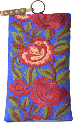 

Mahadev Exports Fully Embroidered mob Cover with Hook Mobile Pouch(Blue)