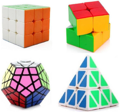 

Mayatra's 2X2 High Speed Stickerless Speedy Rubik White, Shengshou Megaminx Black/White Speed Cube, Pyraminx Triangle Pyramid Magic Cube Puzzle (4 Cubes)(4 Pieces)