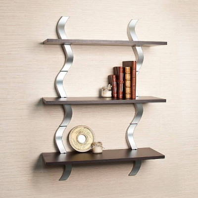 all crafts art SHELFING MDF Wall Shelf(Number of Shelves - 3, Brown, Steel)