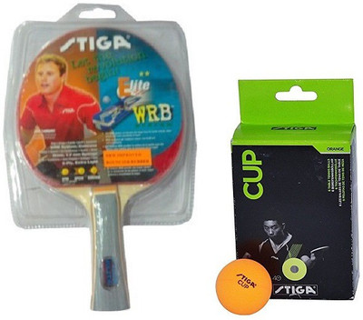 

Stiga Combo of Two , One ELITE Table Tennis Racquet and One Cup Ping Pong Ball- Multicolor Table Tennis Racquet(80 g)
