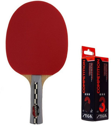 

Stiga Combo of Two , One Revtech Table Tennis Racquet and One Competition Ping Pong Ball- Red Table Tennis Racquet(80 g)