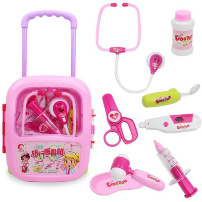 

HALO NATION Doctor Medical Kit Toy with a Trolley Case for Kids - 8pcs Med Set - Pretend & Role Play Pink