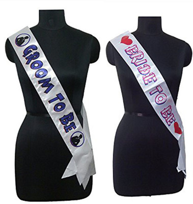 

PARTY PROPZ BRIDE TO BE AND GROOM TO BE SASH COMBO PACK OF 2/ BRIDE TO BE PARTY DECORATION/GROOM TO BE PARTY SUPPLIES/BACHELORETTE PARTY ACCESSORIES/SASH COMBO