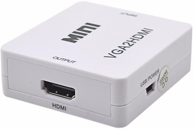 NeroEdge Mini Compact Video VGA to HDMI 1080p Converter Adapter Media Streaming Device(White)
