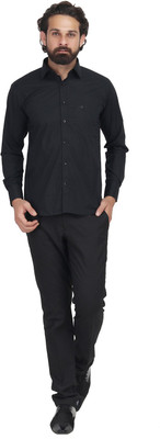 KRYPTAR Men Solid Formal Black Shirt KRYPTAR Men Solid Formal Black Shirt