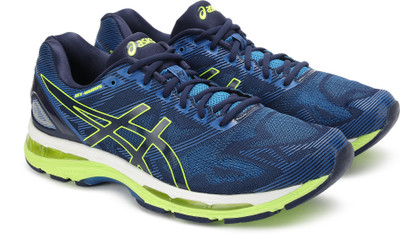 

Asics GEL-NIMBUS 19 Running Shoes For Men(Blue, Indigo blue/safety yellow/electric blue