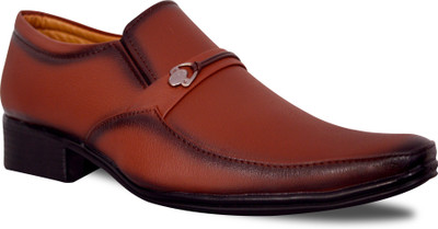 

Feetway Pointed Office Wear Formal Shoe Slip On For Men(Tan