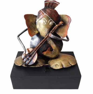 

Uniqkrafts Ganpati Sarangi Musician Decorative Showpiece - 20 cm(Iron, Multicolor)