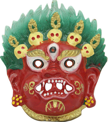 

DivyaMantra Traditional Nazar Katta Mahakal Evil Eye Protector Vastu Wall Hanging Mount/Tibetan Buddhism Feng Shui Art Antique Decorative Metal Sculpture Face Mask-Red Decorative Showpiece - 13 cm(Alloy, Red)