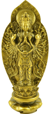 

estore VASTU FENG SHUI GODESS GUAN KUAN YIN STATUE WITH 1000 HANDS FOR BLESSING Decorative Showpiece - 18 cm(Polyresin, Gold)