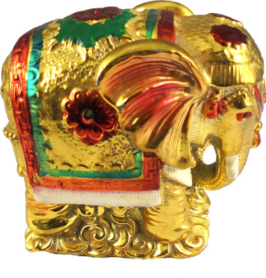

estore VASTU FENG SHUI GOLDEN ELEPHANT FOR STRENGTH, PROTECTION, GOOD LUCK AND WISH COMPLETION Decorative Showpiece - 9 cm(Polyresin, Gold)
