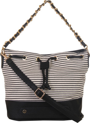 

Red Pout Women Evening/Party White, Black Genuine Leather Sling Bag, Black;white