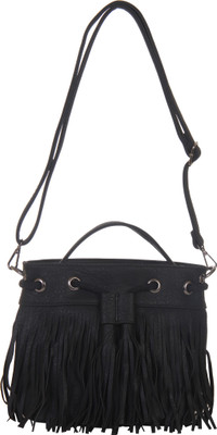 

Red Pout Women Casual Black Genuine Leather Sling Bag