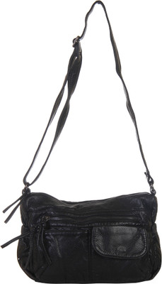 

Red Pout Women Casual Black Genuine Leather Sling Bag