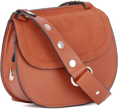 

French Connection Women Casual Brown Genuine Leather Sling Bag