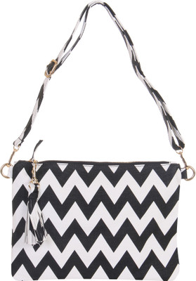 

Red Pout Women Casual White, Black Genuine Leather Sling Bag, Black;white