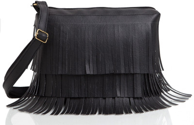 

Mammon Girls Casual Black Rexine, Velvet Sling Bag