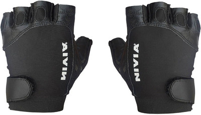 

Nivia NEW GENUINE LEATHER Gym & Fitness Gloves (, Black