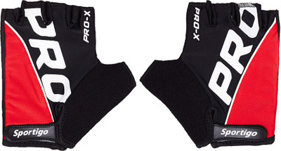 

Sportigo PRO-X CYCLING Gloves Black/Red Cycling Gloves (L, Black), Black red white