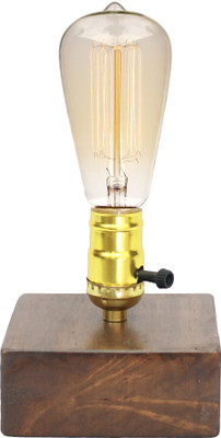 

marical Wooden Square Base with Switch Holder Table Lamp(10 cm, Walnut)