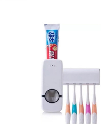 

vivaan 2 In 1 Automatic Toothpaste Dispenser Plastic Toothbrush Holder(White, Wall Mount)