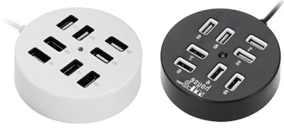 

ReTrack Circular 8 Port USB 2.0 Portable Round Hub Combo Set USB Adapter(Black, White)