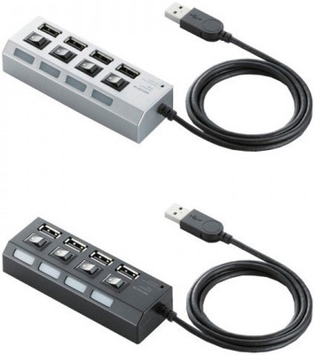 

ReTrack Independent 4 Port Individual Switches With LED lights Hub USB Adapter(Black, White)