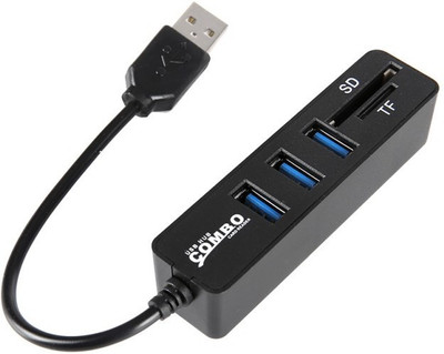 

ReTrack All In One with 3 ports for SD/MMC/M2/MS Multi Combo USB Hub(Black)