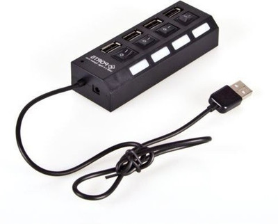

ReTrack Independent 4 Port Individual Switches With LED lights Hub USB Adapter(Black)