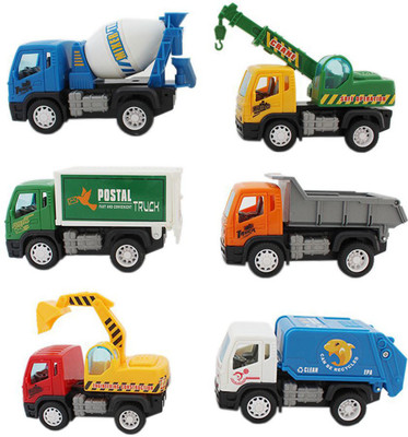 

HALO NATION Friction Powered Automobile Construction Vehicle Set 6 pcs Dumper + JCB + Cement Mixer + mail Truck + Dump Truck + Craine(Blue)