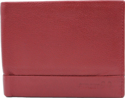 

street 99 Men Red Genuine Leather Wallet(6 Card Slots)