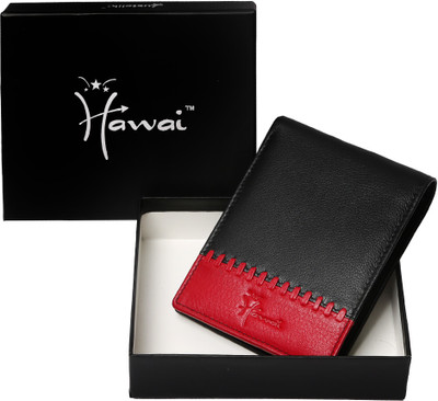 

Hawai Men Multicolor Genuine Leather Wallet(6 Card Slots), Black;red
