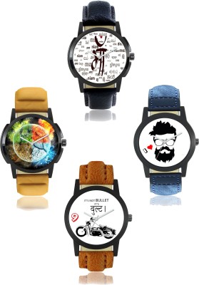 Maxi Retail Hot Selling Printed Dial Combo (Pack of 4) Watch  - For Men   Watches  (Maxi Retail)