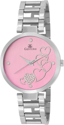 Gesture 04- Pink Stylish Heart Elegant Watch  - For Girls   Watches  (Gesture)