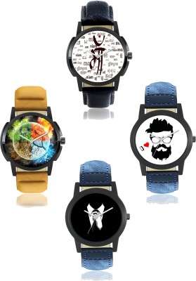 AR Sales Printed Dial Stylish Combo (Pack of 4) Watch  - For Men   Watches  (AR Sales)