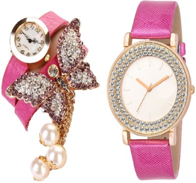 SOOMS PINK BRACELET BEAUTIFUL BUTTERFLY PENDENT WITH DIAMOND STUDDED AND GLAMOROUS DIVA LADIES PARTY WEAR Watch  - For Women   Watches  (Sooms)