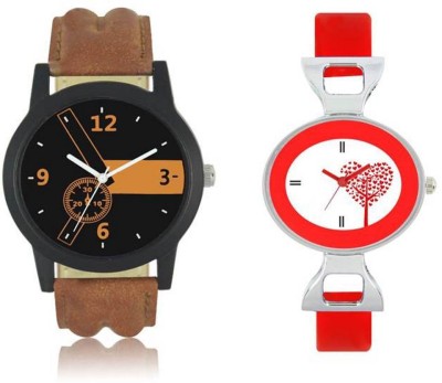 FASHION POOL LOREM & VALENTIME MOST STUNNING COUPLE COMBO ULTIMATE COLLECTION OF BROWN ORANGE ROUND DIAL GRAPHICS WATCH WITH LADIES RED BROKEN HEART DIAL GRAPHICS PROFESSIONAL & CASUAL WEAR WATCH FOR FESTIVAL SPECIAL WATCH Watch  - For Boys & Girls   Watches  (FASHION POOL)