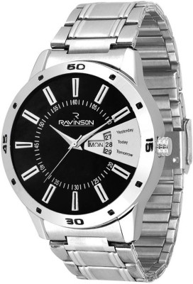 Ravinson 1702SM01D New Day n Date Black Dial Stainless Steel Casual Analog Watch  - For Men   Watches  (Ravinson)