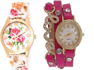 

SOOMS BEAUTIFUL LOVE BRACELET WITH NEW GENEVA PLATINUM BIG SIZE DIAL - 32 MM DIAMETER ladies party wear Watch - For Women